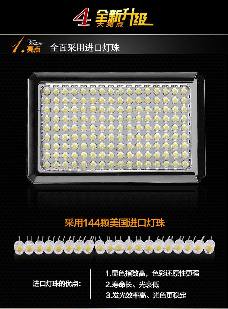 Tolifo圖立方PT-144魅影LED機頂補光燈144顆燈珠